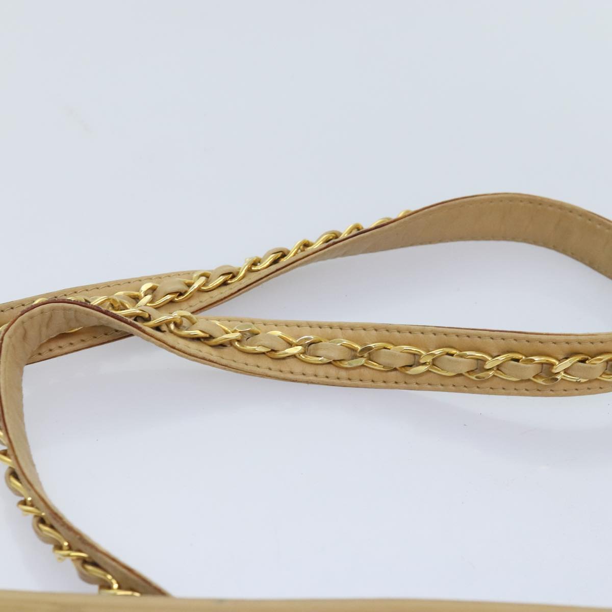 CHANEL Matelasse Chain Shoulder Bag Leather Beige CC bs18062