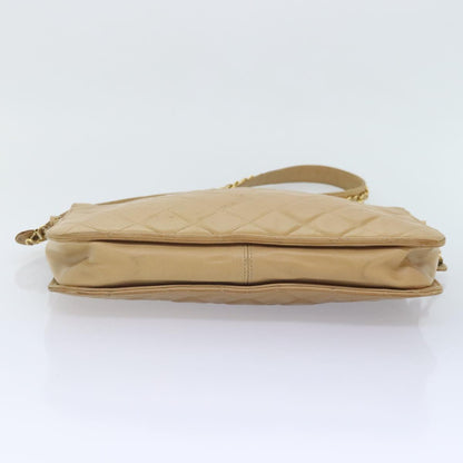 CHANEL Matelasse Chain Shoulder Bag Leather Beige CC bs18062