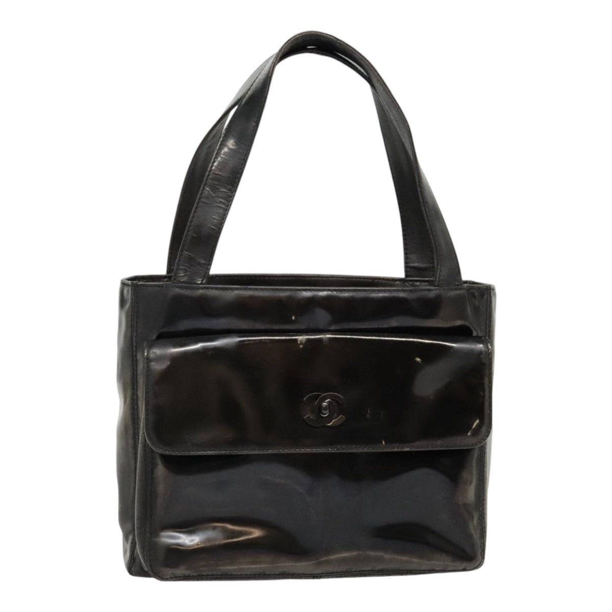 CHANEL Tote Bag Patent leather Black CC bs18064