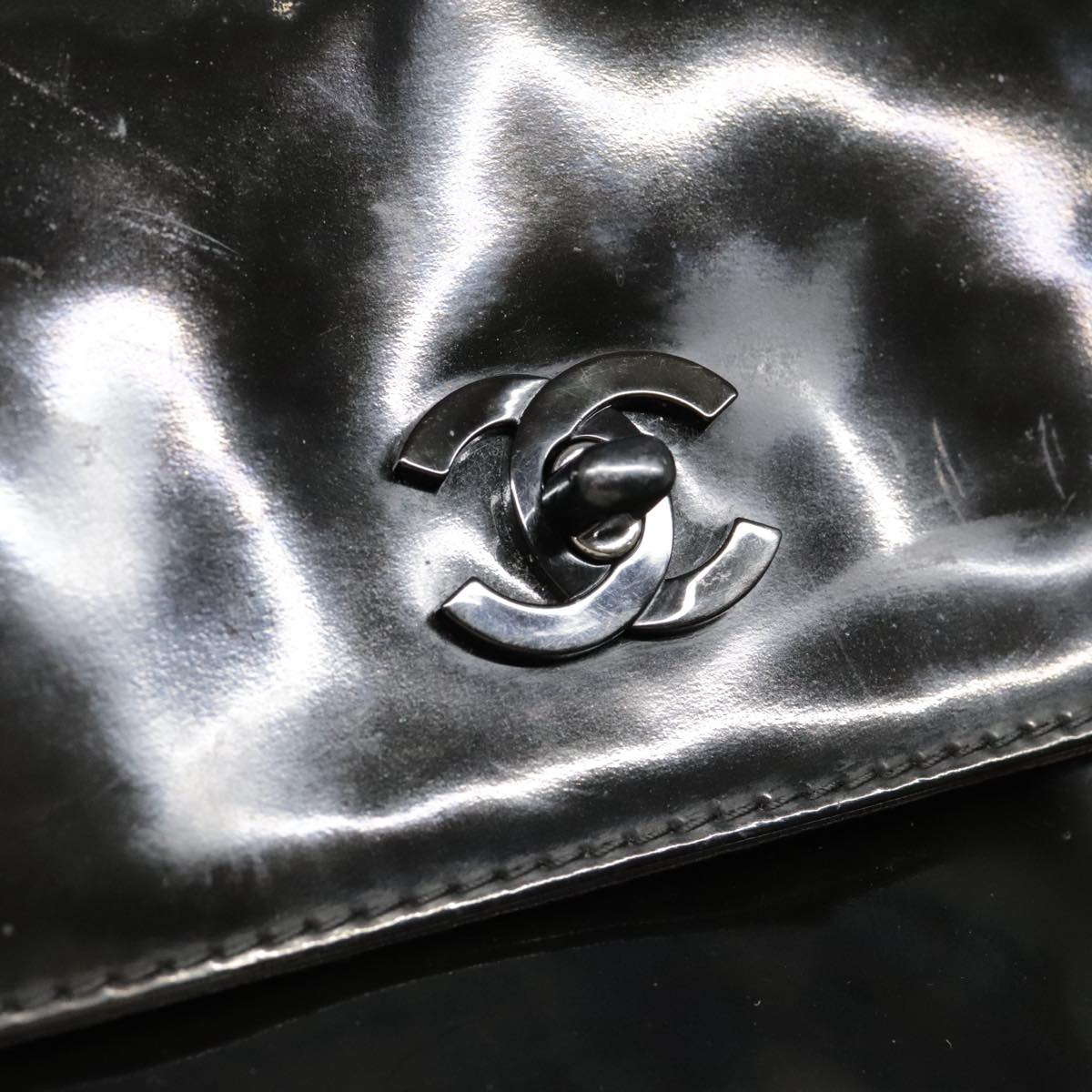 CHANEL Tote Bag Patent leather Black CC bs18064
