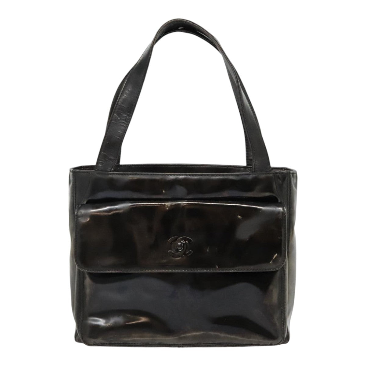 CHANEL Tote Bag Patent leather Black CC bs18064
