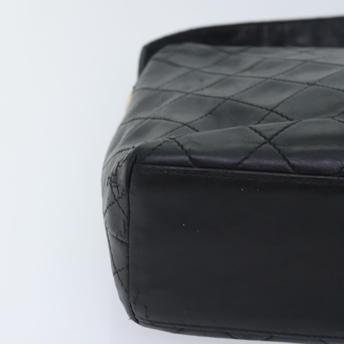 CHANEL Matelasse Chain Shoulder Bag Lamb Skin Black CC bs18071