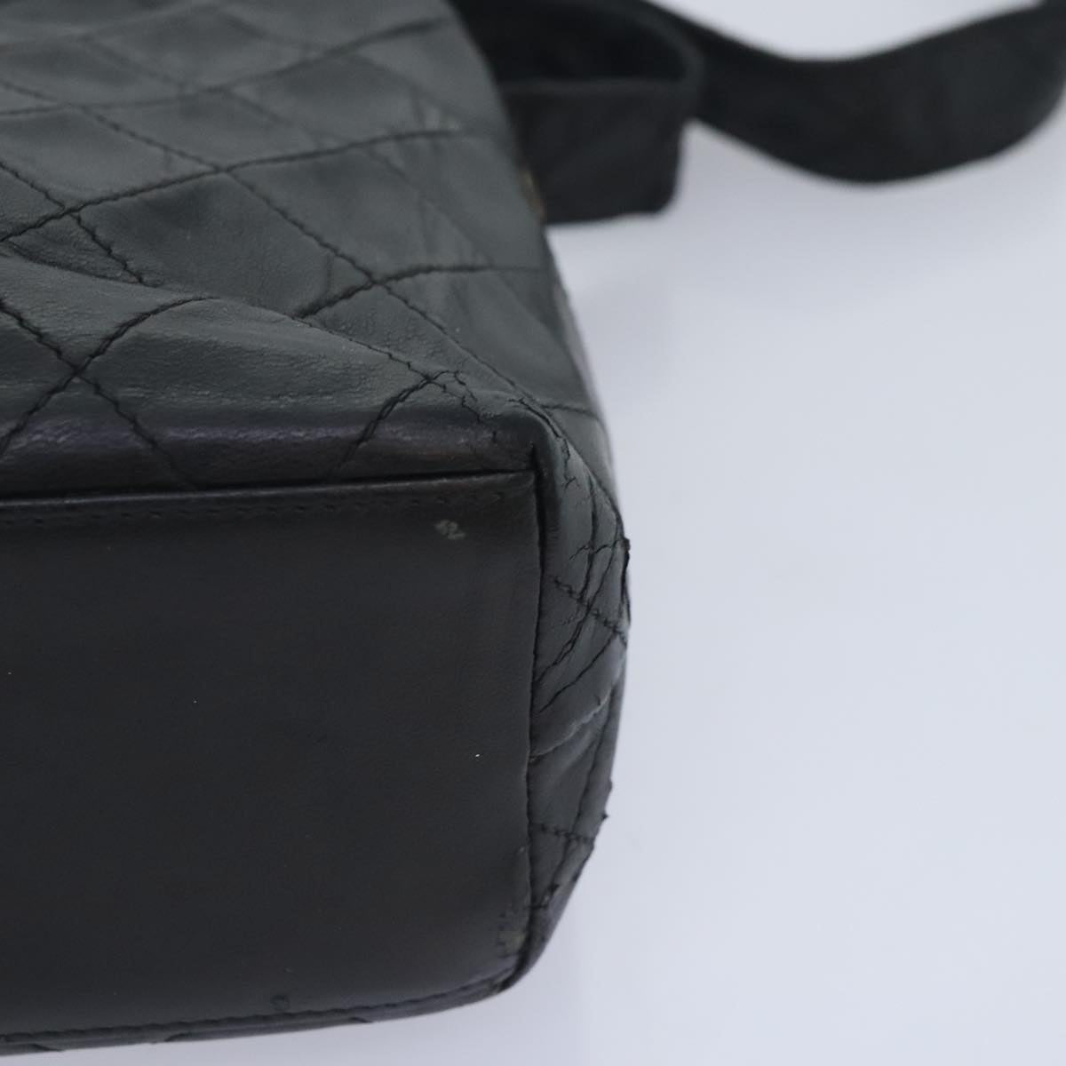CHANEL Matelasse Chain Shoulder Bag Lamb Skin Black CC bs18071