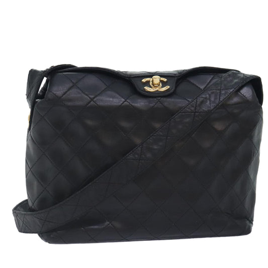 CHANEL Matelasse Chain Shoulder Bag Lamb Skin Black CC bs18071