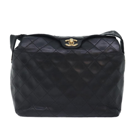 CHANEL Matelasse Chain Shoulder Bag Lamb Skin Black CC bs18071