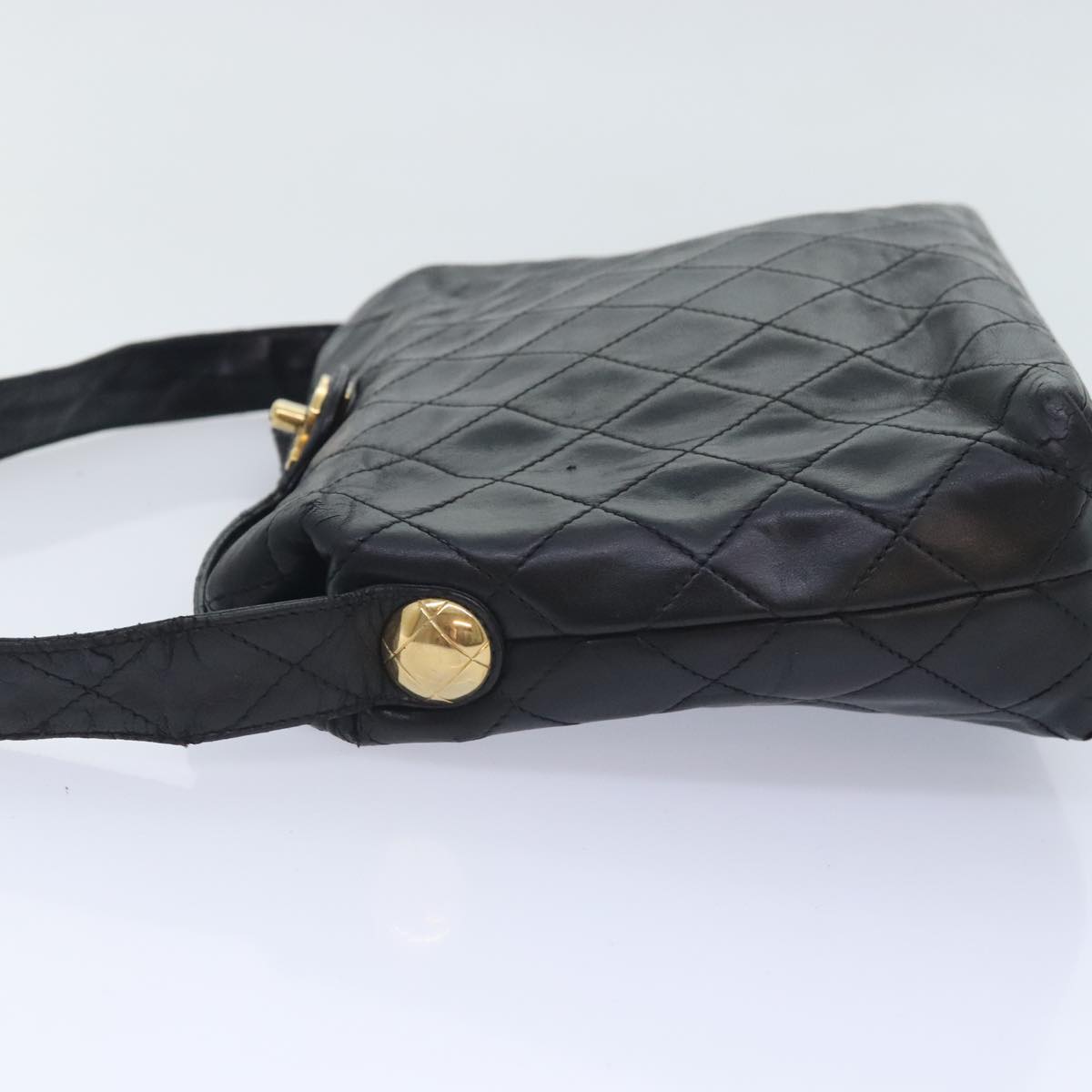 CHANEL Matelasse Chain Shoulder Bag Lamb Skin Black CC bs18071