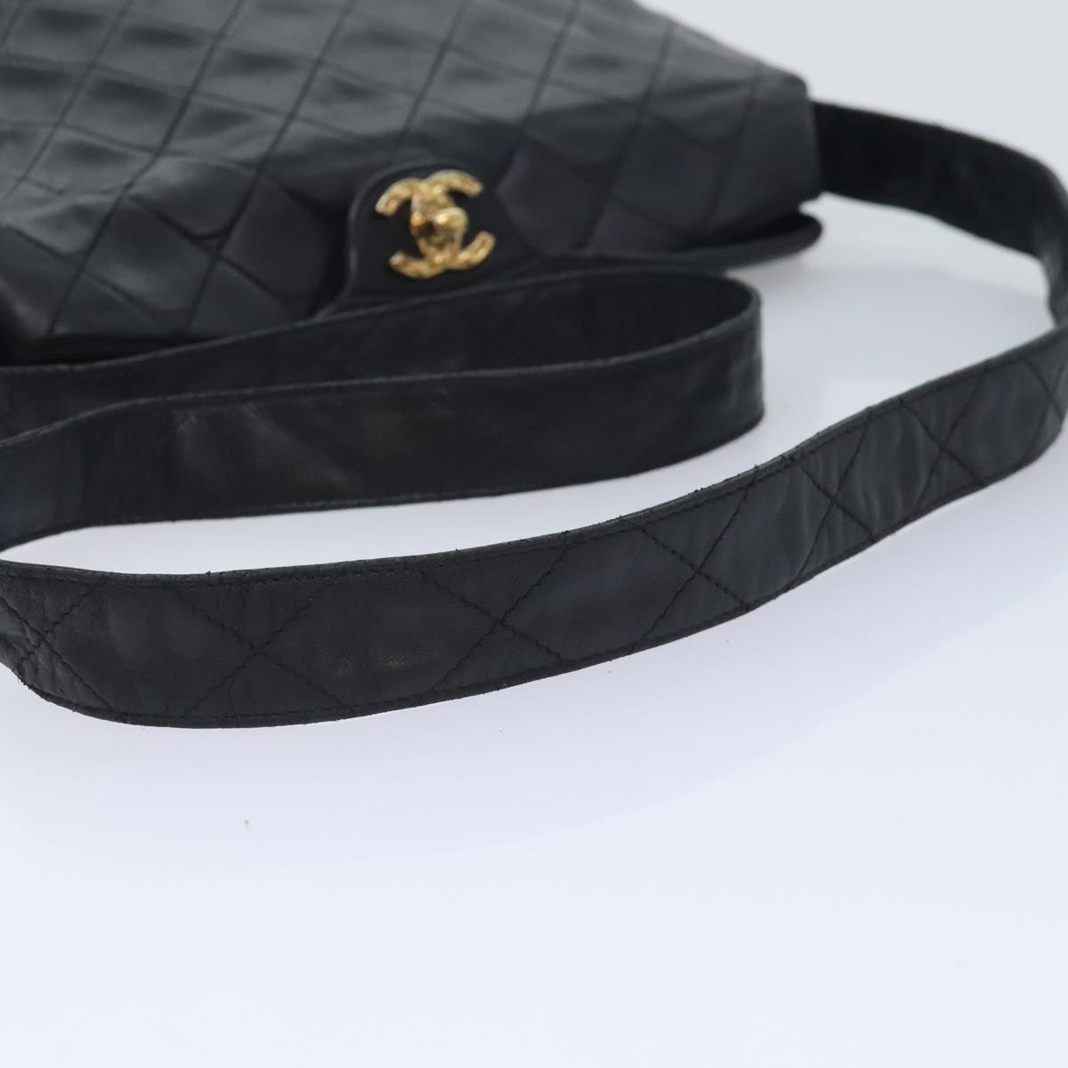 CHANEL Matelasse Chain Shoulder Bag Lamb Skin Black CC bs18071