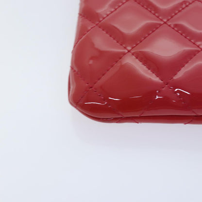 CHANEL Matelasse Clutch Bag patent Pink CC bs18168