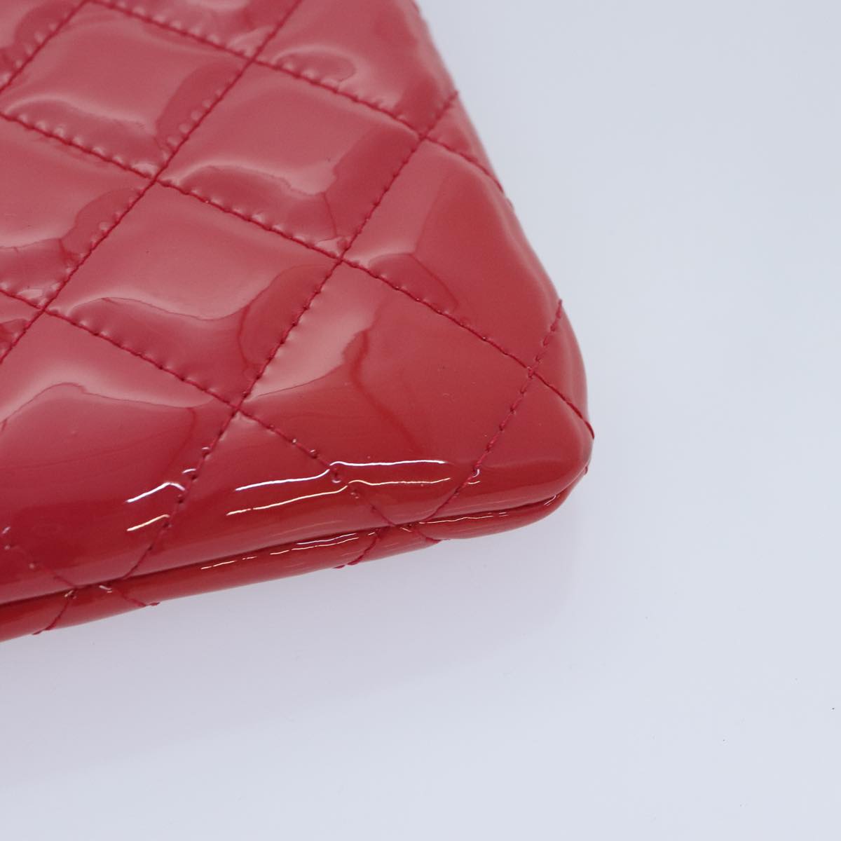 CHANEL Matelasse Clutch Bag patent Pink CC bs18168
