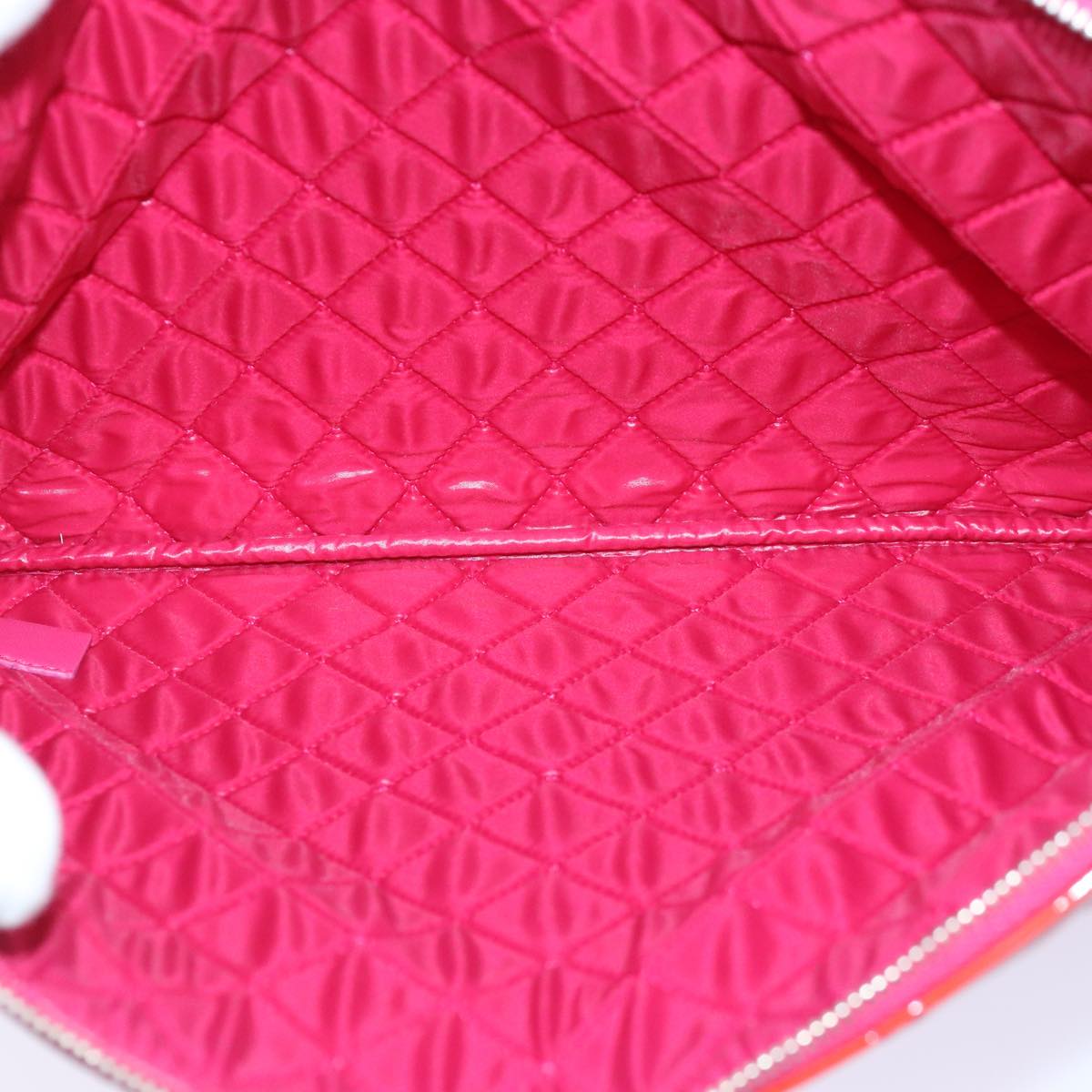 CHANEL Matelasse Clutch Bag patent Pink CC bs18168