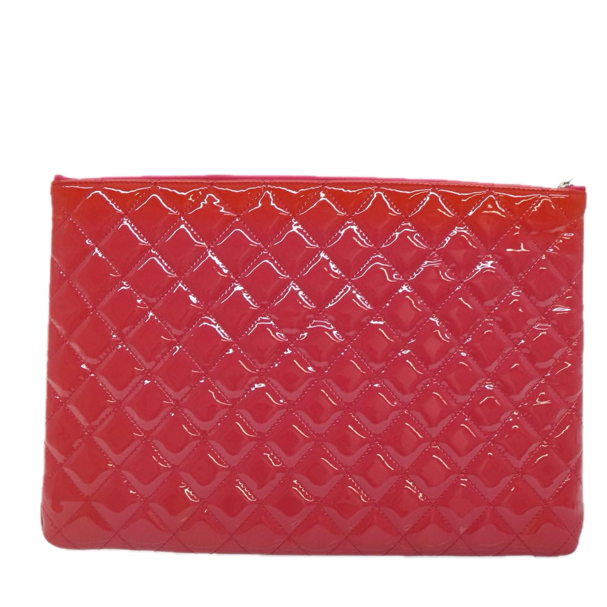 CHANEL Matelasse Clutch Bag patent Pink CC bs18168