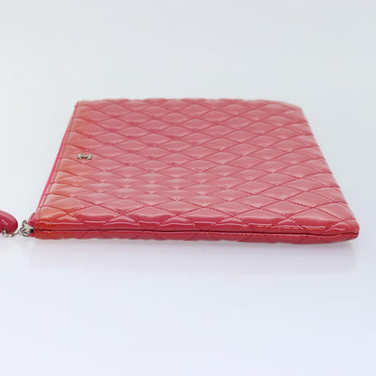 CHANEL Matelasse Clutch Bag patent Pink CC bs18168
