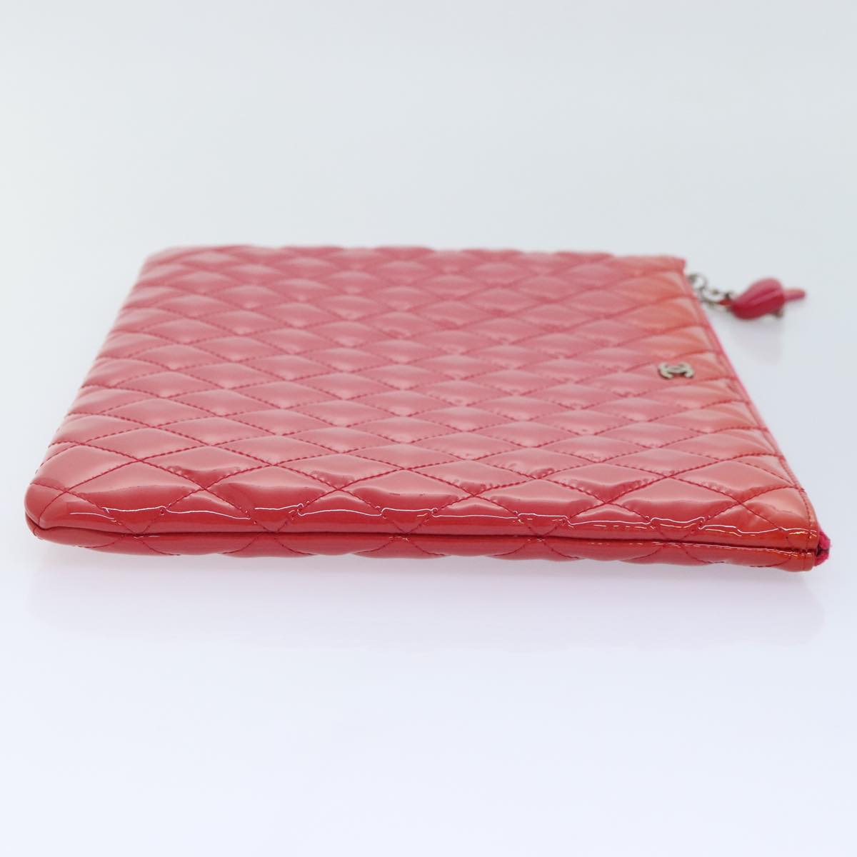 CHANEL Matelasse Clutch Bag patent Pink CC bs18168