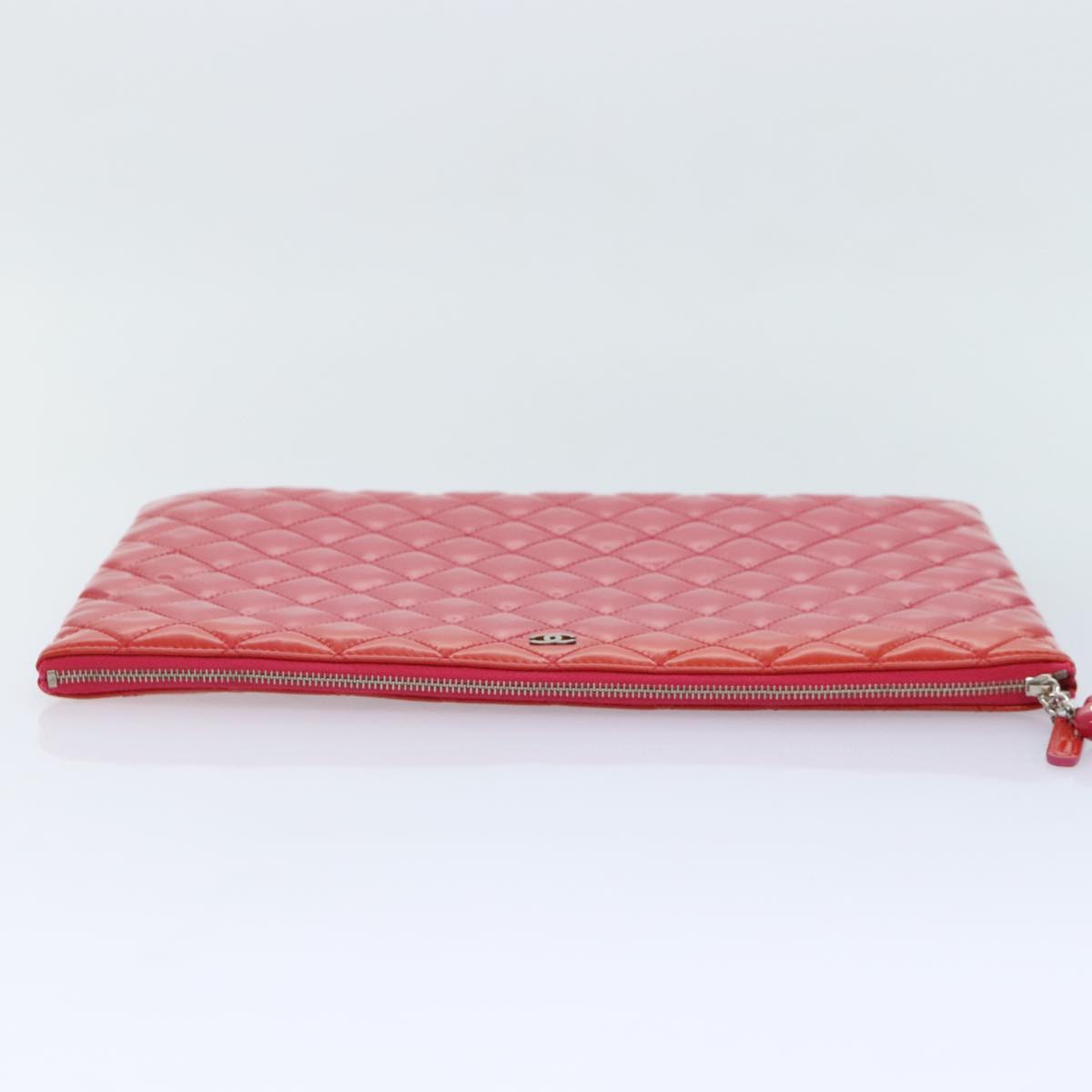 CHANEL Matelasse Clutch Bag patent Pink CC bs18168