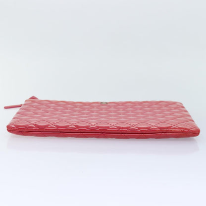 CHANEL Matelasse Clutch Bag patent Pink CC bs18168