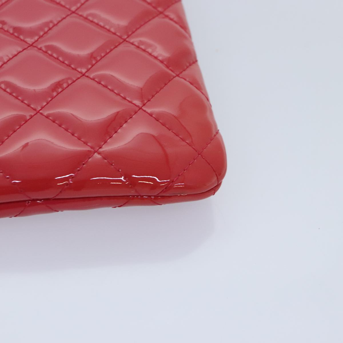 CHANEL Matelasse Clutch Bag patent Pink CC bs18168