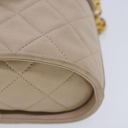 CHANEL Matelasse Chain Shoulder Bag Lamb Skin Beige Gold CC bs18171