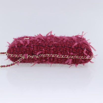 CHANEL Smartphone Case Chain Shoulder Bag Tweed Gold Pink CC bs18176
