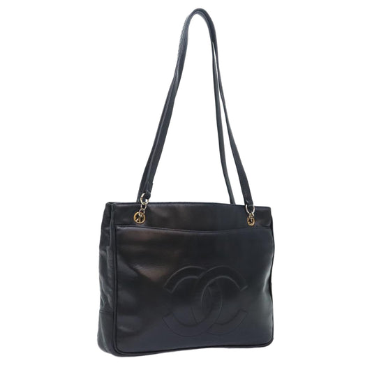 CHANEL Shoulder Bag Leather Black CC bs18212
