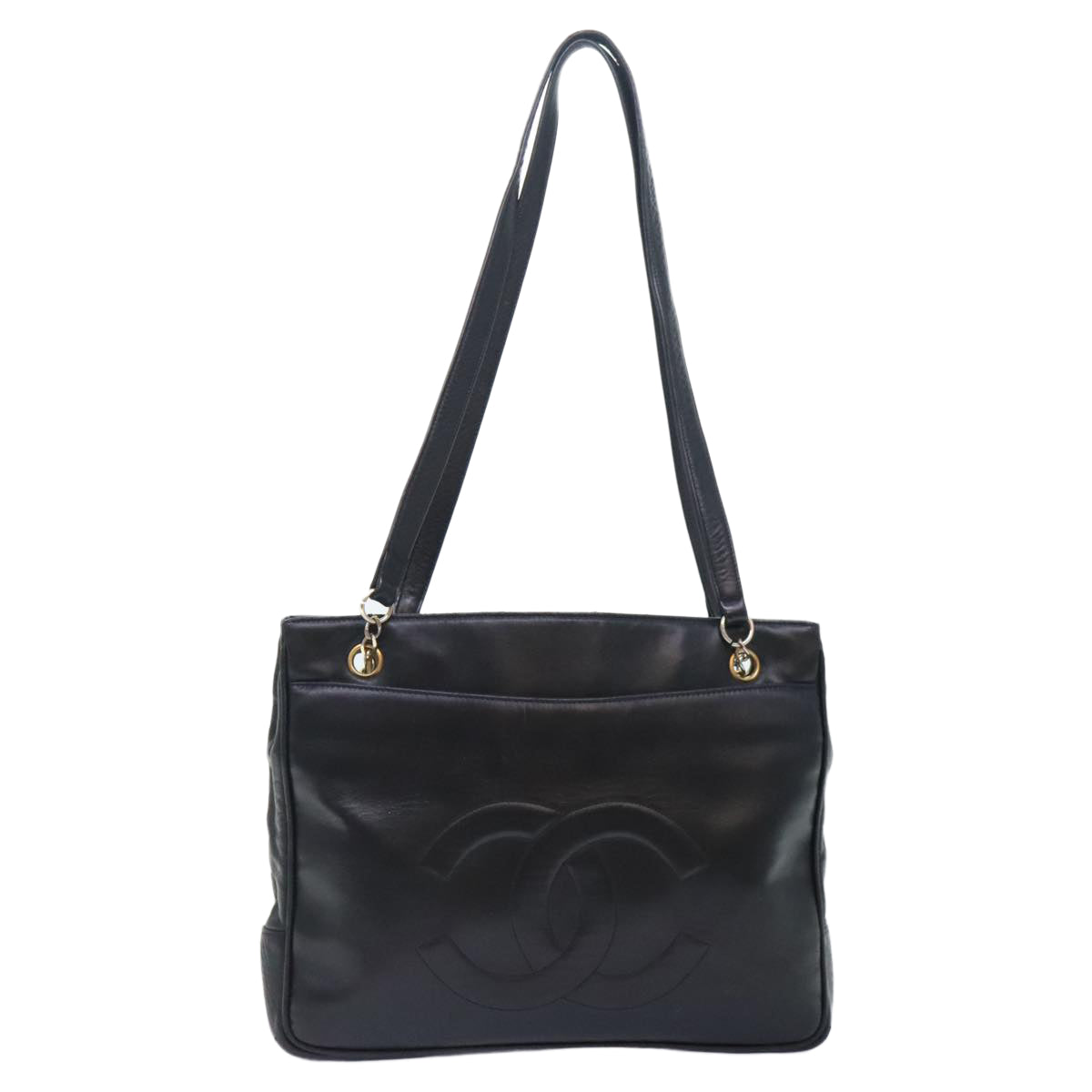 CHANEL Shoulder Bag Leather Black CC bs18212