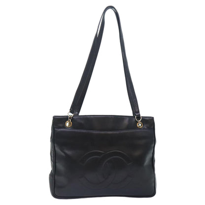 CHANEL Shoulder Bag Leather Black CC bs18212