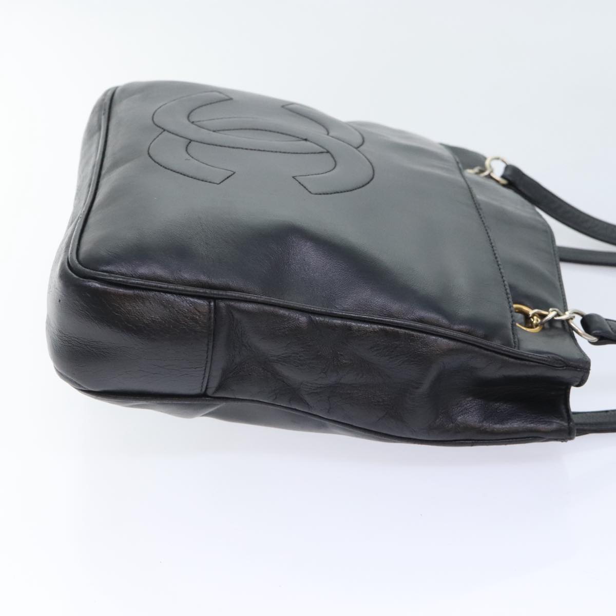 CHANEL Shoulder Bag Leather Black CC bs18212