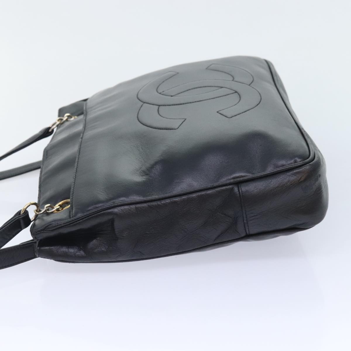 CHANEL Shoulder Bag Leather Black CC bs18212