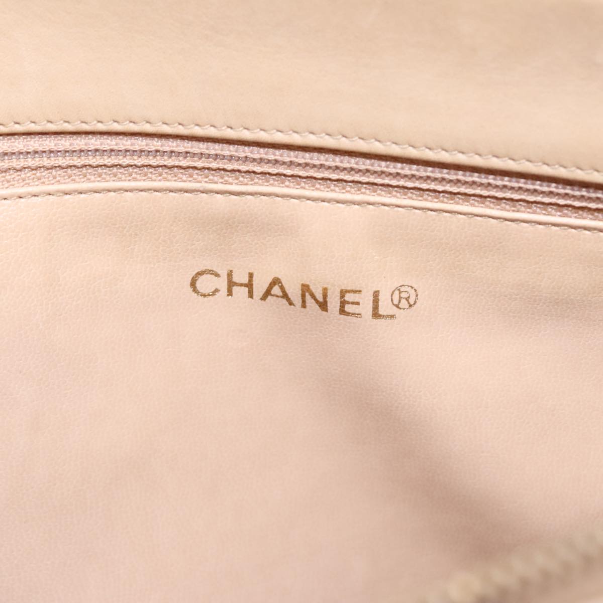 CHANEL V Stitch Hand Bag Lamb Skin 2way Beige CC bs18217