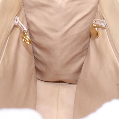 CHANEL V Stitch Hand Bag Lamb Skin 2way Beige CC bs18217