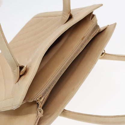 CHANEL V Stitch Hand Bag Lamb Skin 2way Beige CC bs18217