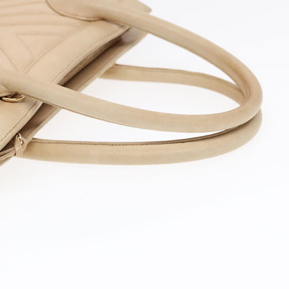 CHANEL V Stitch Hand Bag Lamb Skin 2way Beige CC bs18217