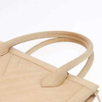 CHANEL V Stitch Hand Bag Lamb Skin 2way Beige CC bs18217