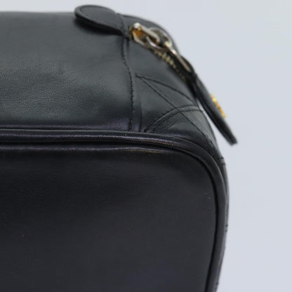 CHANEL Bicolore Vanity Cosmetic Pouch Leather Black CC bs18328