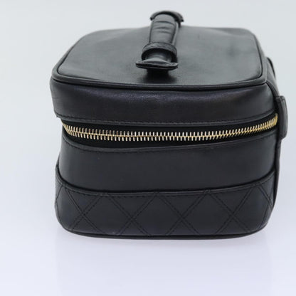 CHANEL Bicolore Vanity Cosmetic Pouch Leather Black CC bs18328