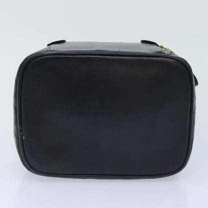 CHANEL Bicolore Vanity Cosmetic Pouch Leather Black CC bs18328