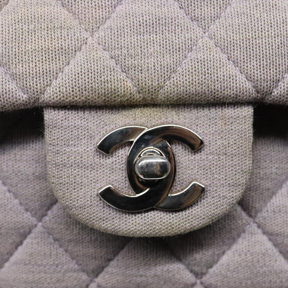 CHANEL Matelasse Chain Hand Bag Cotton Purple Silver CC bs18352