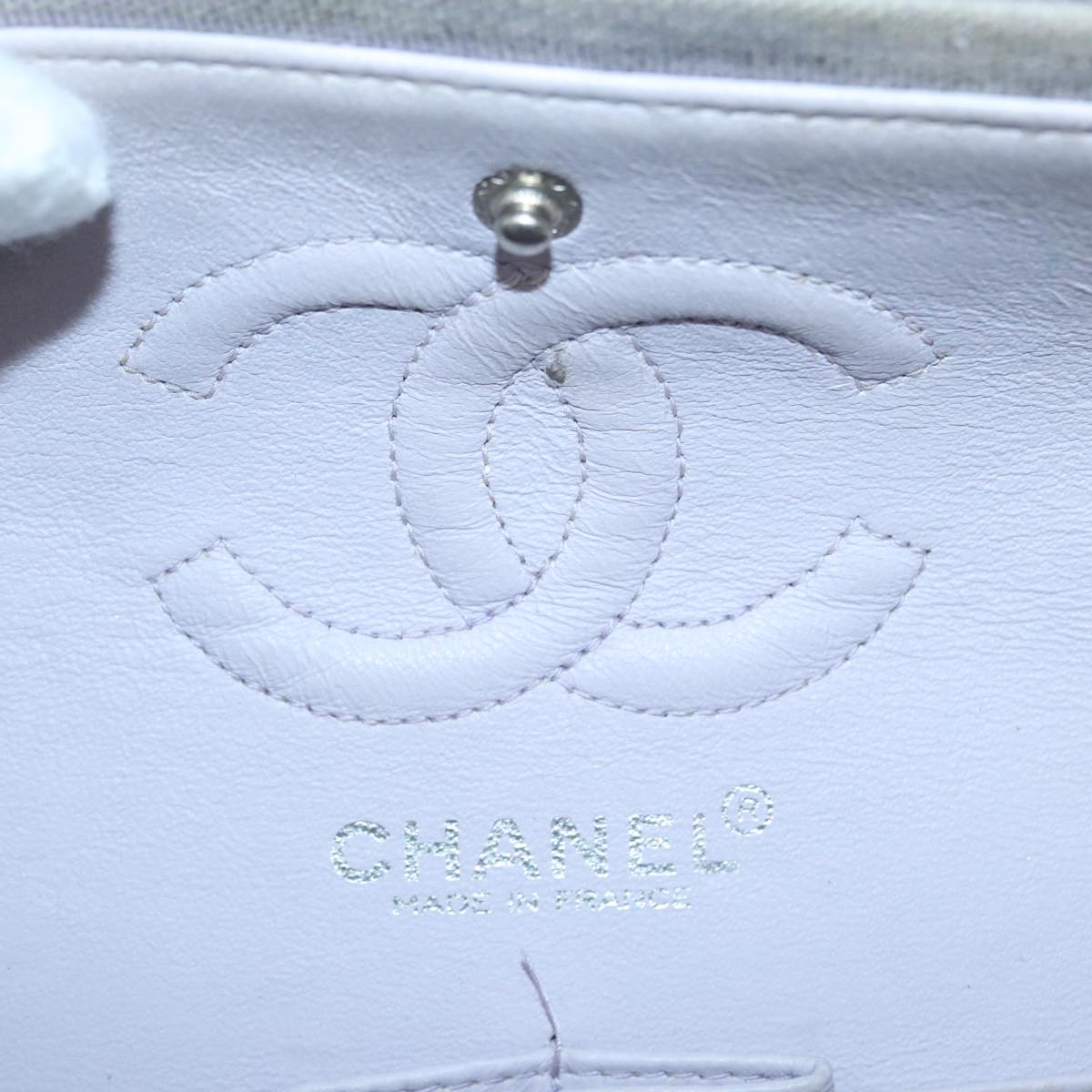 CHANEL Matelasse Chain Hand Bag Cotton Purple Silver CC bs18352