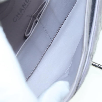 CHANEL Matelasse Chain Hand Bag Cotton Purple Silver CC bs18352