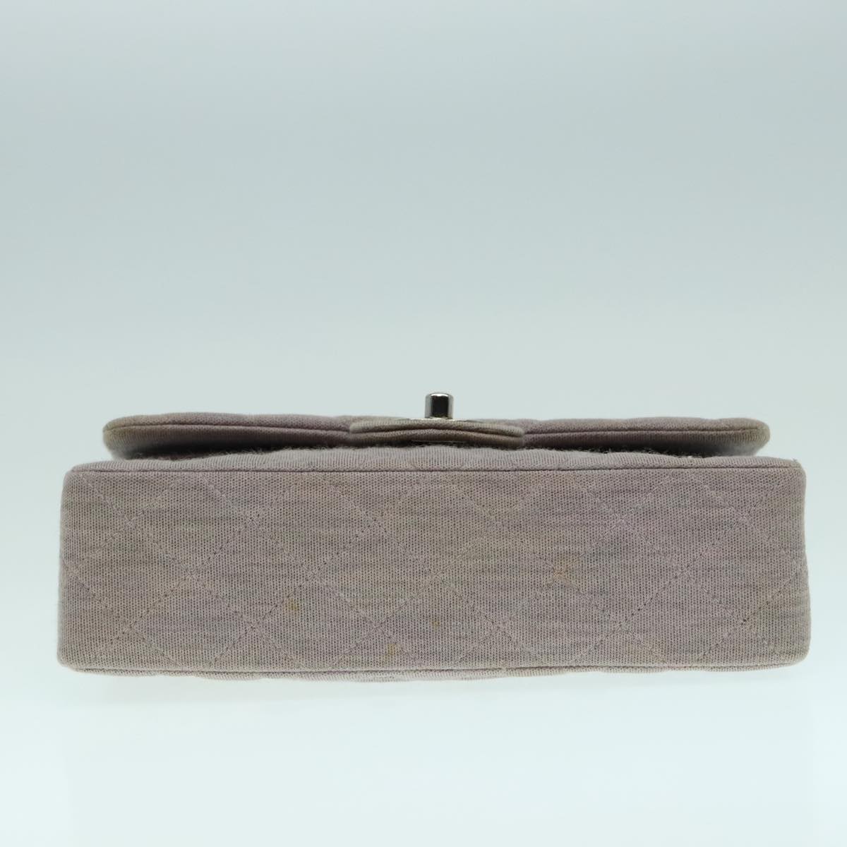 CHANEL Matelasse Chain Hand Bag Cotton Purple Silver CC bs18352
