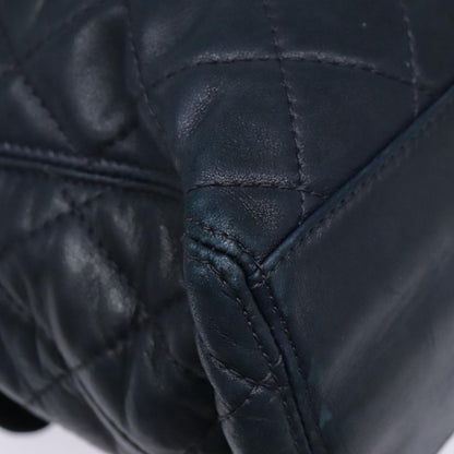 CHANEL Matelasse Hand Bag Lamb Skin Navy CC bs18353