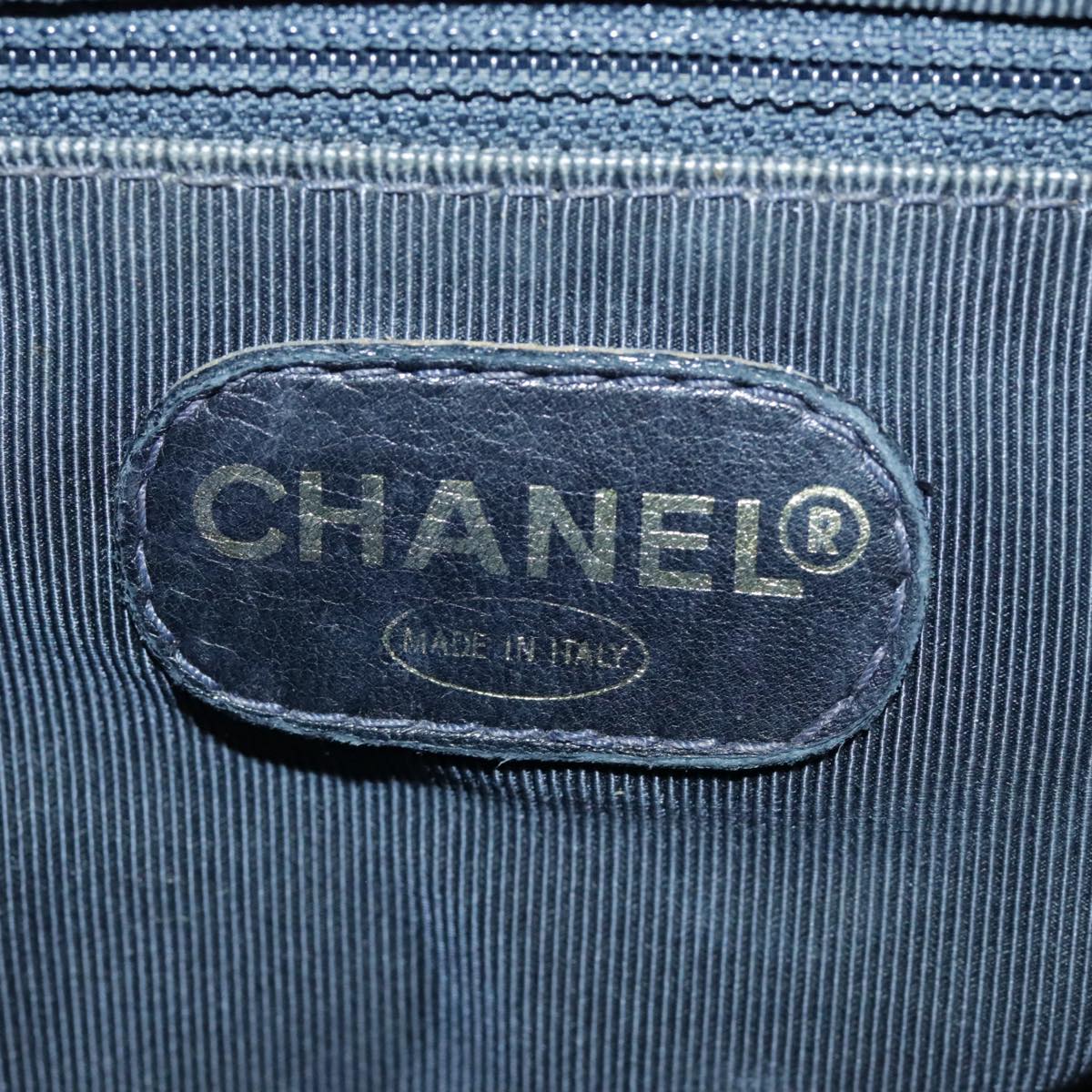 CHANEL Matelasse Hand Bag Lamb Skin Navy CC bs18353