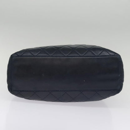 CHANEL Matelasse Hand Bag Lamb Skin Navy CC bs18353