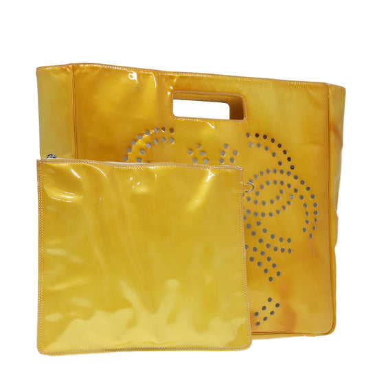 CHANEL COCO Mark Hand Bag Patent leather Yellow CC bs18402