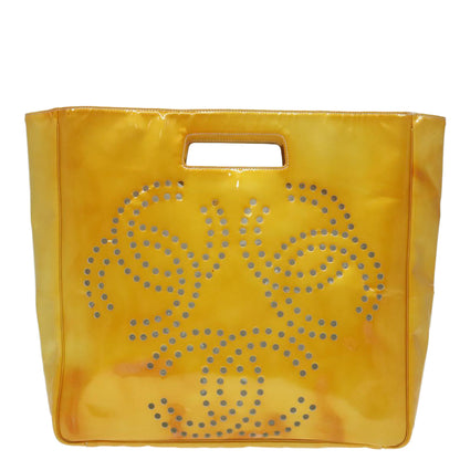 CHANEL COCO Mark Hand Bag Patent leather Yellow CC bs18402