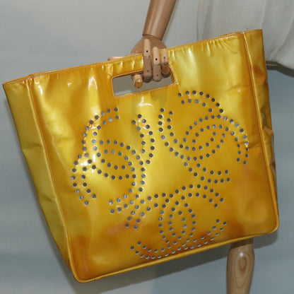 CHANEL COCO Mark Hand Bag Patent leather Yellow CC bs18402
