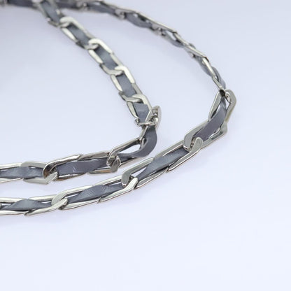 CHANEL Chain Shoulder Bag Leather Silver Black CC bs18415