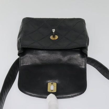 CHANEL Bicolore Chain Waist bag Leather Black Gold CC bs18454