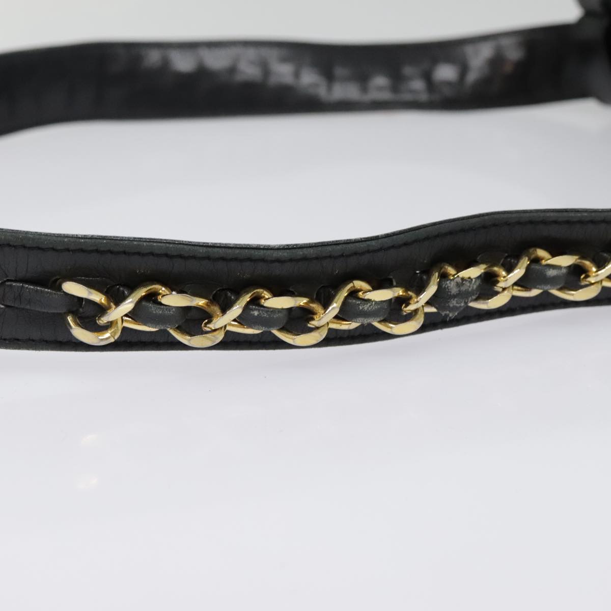CHANEL Bicolore Chain Waist bag Leather Black Gold CC bs18454