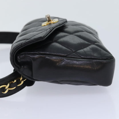 CHANEL Matelasse Waist bag Lamb Skin Black Gold CC bs18455