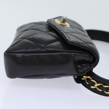CHANEL Matelasse Waist bag Lamb Skin Black Gold CC bs18455